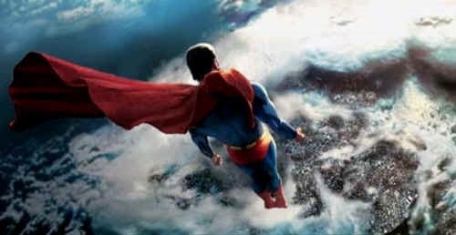 Superman above the earth